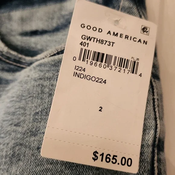 Good American Good Waist Skinny High Rise Blue Jeans Tummy Tech Size 2 /26 - Picture 7 of 16